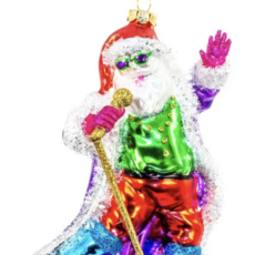 Glass Singing Santa Ornament
